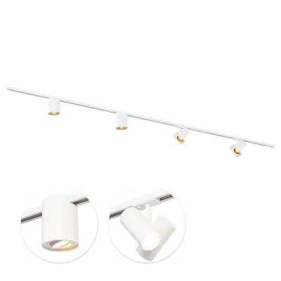 Produktbild von Qub Focus III 1-Phasen Schienenbeleuchtung - GU10 - 300 cm - I-Form - 2 Viror Duo Spots - 2 Viror Orbit Spots - Schienensystem - Weiß