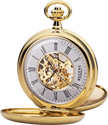 Produktbild von Regent Taschenuhr vergoldet analog Mechanik P-701