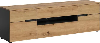 Produktbild von Lowboard >Canu< in Basalt Grau / Artisan - 55x184x44cm (BxHxT)