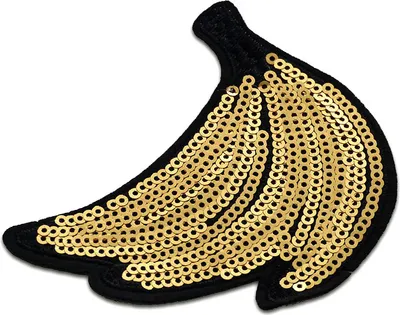 Produktbild von Banane Obst Frucht Mit Pailletten - Aufnäher, Bügelbild, Aufbügler, Applikationen, Patches, Flicken, Zum Aufbügeln, Größe: 9,5 x 7 cm