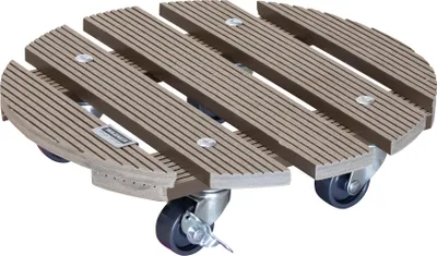Produktbild von WAGNER Pflanzenroller WPC Ø 29 x 7,5 cm, für außen & innen, taupe, wetterfest, 2 Feststeller, Tragkraft 100 kg - 20053601