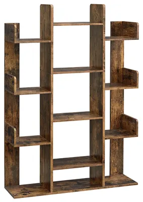 Obrázek produktu pro Regál - stojací regál - 13 přihrádek - 86 x 25 x 140 cm - volně stojící - vintage hnědá barva
