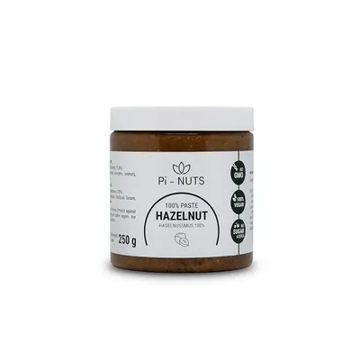 Produktbild von Pi-Nuts Haselnussmus 100% - ohne Zusatzstoffe, Konservierungsmittel - ‎Haselnusscreme aus gerösteten und geschälten Haselnüssen - Zum Backen 250g