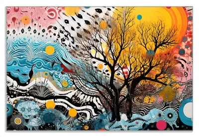 Produktbild von Wallario Frühstücksbrettchen aus Glas 20 x 30 cm mit rutschfesten Füßen, Motiv Abstrakter Sonnenaufgang