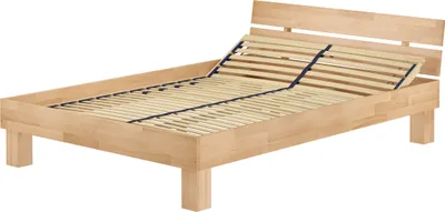 Produktbild von Doppelbett 140x200 Futonbett Bettrahmen Buchebett natur massiv Gästebett Zubehör wählbar V-60.80-14Federholzrahmen inkl.