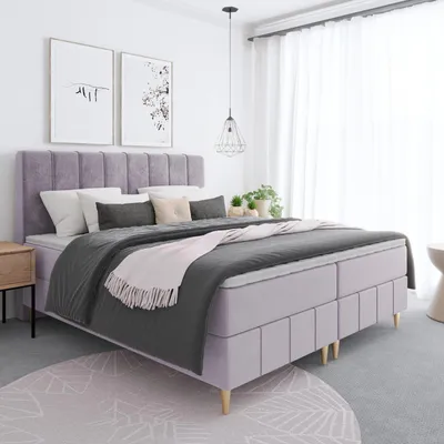 Produktbild von Boxspringbett MEGII 2 Topper T25 Bett auf hohen Beinen mit Bettkästen Bonell-Matratze Doppelbett, Stauraum, Schlafzimmer, Polsterbett, Bettgestell (160x200, Rosa - Itaka 38)