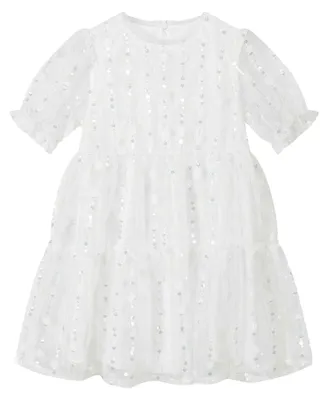Produktbild von Minoti - Kleid für Mädchen, Pailletten, kurzärmlig MN348 (110) (Weiß)