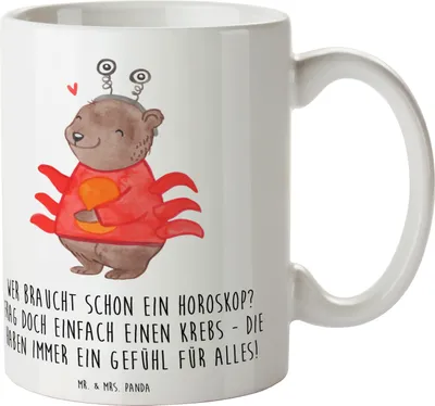 Produktbild von Mr. & Mrs. Panda Kaffeetasse Krebs Gefühl - Weiß - Geschenk, Einfühlungsvermögen, Geschenke Astrologie, Tierkreiszeichen, feinfühlig, Tasse, Teetasse, Horoskop, Teebecher