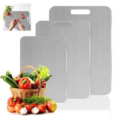 Image de Omgoods - Planche à découper en acier inoxydable, double face, pour la cuisine