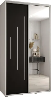 Produktbild von MEBLE KRYSPOL Cannes 13 Schrank mit 2 Schiebetüren - 205,2x140x45 cm - Weiß Schwarz Silber