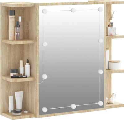 vidaXL Spiegelschrank mit LED Sonoma-Eiche 70x16,5x60 cm