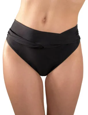 Productafbeelding van MYLILY bikini broekjes voor dames, model "Twist Front" | Zwarte bikini broek | Onderdeel van een bikini