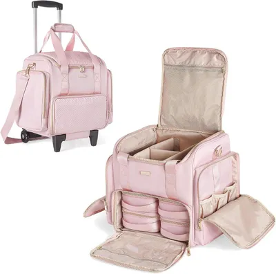 Immagine prodotto di Custodie per trucchi con valigetta - Set da trucco - Organizzazione professionale - A due scomparti con ruote - 32 x 26 x 34 cm