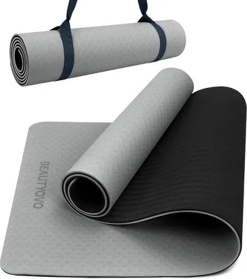 Image de Tapis de yoga antidérapant Unyqoos® de 6 à 8 mm avec sangle de transport – tapis de fitness et de Pilates professionnel pour une utilisation à la maison, en studio ou en extérieur