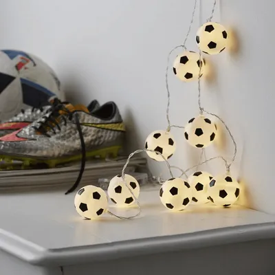 LED Lichterkette 'GOAL' - 10 Fußbälle mit warmweißen LED - L: 1,35m - Batterie - Timer