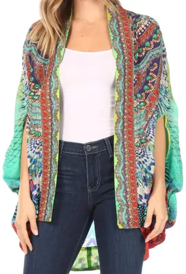 Produktbild von Sakkas 2007 - Jenna Damen Casual Boho Sheer Kimono Lose Strickjacke Cape Trendy
