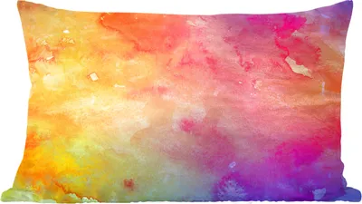 Produktbild von MuchoWow® Zierkissen Sofakissen Wohnzimmer Dekokissen 50x30 cm Aquarell - Orange - Rosa - Wohnzimmerdekoration - Polster mit Photo