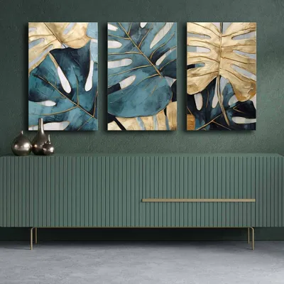 Produktbild von Wallity, 3P4570GSC-014, Dekoratives Leinwandgemälde (3 Teile), Mehrfarbig, 100 % LEINWAND, 145 x 70 cm
