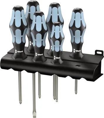 Immagine prodotto di Set di cacciaviti in acciaio inox da 6 pezzi - Wera 3334 3350 3355 6 + supporto