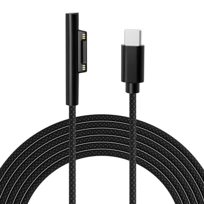 Produktbild von Surface USB-C Ladekabel, 2 m Nylon geflochten, 45W PD Schnellladegerät, kompatibel mit Surface Pro 3-7, Go 2, Laptop & Book Serie
