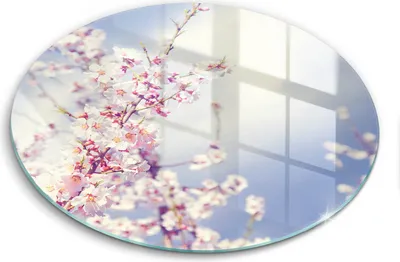 Produktbild von Glasschneideplatte - Herdabdeckplatte - fi40 cm -Schneidebrett - Spritzschutz - Ein blühender Baum