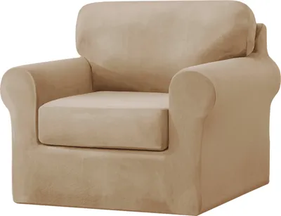 Produktbild von 1-Sitzer-Sofabezug mit separaten Kissen- und Rückenlehnenbezügen, 3-teiliger Stretch-Sofabezug, Sesselbezug, Ersatz-Möbelschutz (Stuhl, Beige)