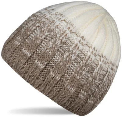 Produktbild von styleBREAKER Uni Strickmütze Rippmuster Ombré, Braun-Creme