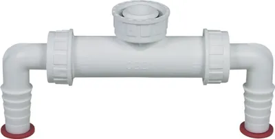 Produktbild von Dallmer 140128 Doppel-Schlauchanschluss 1" Siphon Geräteanschluss Anschluss Ablaufschlauch Kunststoff Weiß Waschmaschine Spülmaschine Geschirrspüler