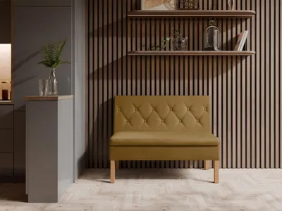 Produktbild von JKG Meble Essbank für Küche - Sitzbank Esszimmer mit Aufbewahrungsbehälter - Esszimmerbank Küche - Velours - Küchensofa - Honig - 80cm