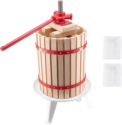Image de SucceBuy Pressoir manuel pour fruits et vins avec panier en bois de 4,75 Gal/18L pour la fabrication de jus de fruits