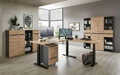 Produktbild von Komplettbüro MEMPHIS XI 8-teilig Front Artisan Eiche Korpus Graphit