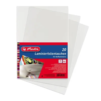 Produktbild von herlitz Laminierfolientasche - DIN A4 - für Heißlaminierer - 20 Stück