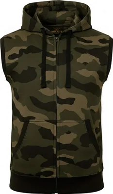 Produktbild von ROCK-IT Apparel Herren Hoodie Weste Ärmellos – Premium Kapuzenjacke mit Reißverschluss für Sport & Freizeit 4XL Camo Grün/Braun