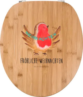 Produktbild von Mr. & Mrs. Panda WC Sitz Rotkehlchen Weihnachten - Transparent - Geschenk, WC-Sitz, Toilettendeckel, Klobrille, klo deckel, Weihnachtsgruß, Frohe, Nikolaus, Xmas, Vogel