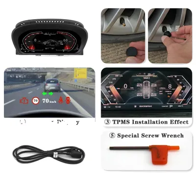 Produktbild von Digitales Dashboard, 12,3-Zoll-LCD, Fahrzeugkompatibilität, E60 mit digitalem Reifendruck