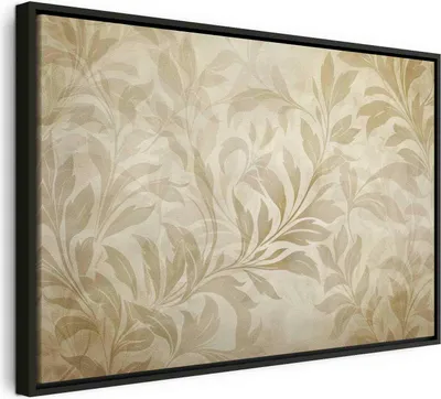 Produktbild von Italienischer Leinwand Leinwandbild - Botanical Motif with Leaves and Vines in Sand Colors 120x80 cm Muster f-H-10020-b-a