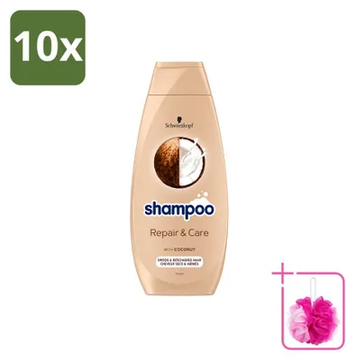 Image de 10 flacons de shampooing Schwarzkopf Repair & Care pour cheveux abîmés - 400 ml - Pack économique - 10 pièces