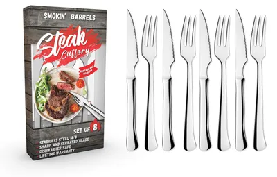 Steakbesteck-Set, 8-teilig, 4 Messer & 4 Gabeln, 22 cm, Edelstahl