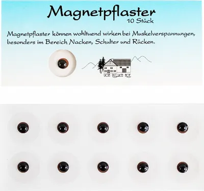 Produktbild von 10x MAGNETPFLASTER Set 600-Gauss mit Anleitung Körpermagnet Magnet Pflaster Patches Magnetische Akupunktur 64