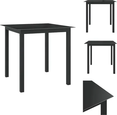 Obrázek produktu pro vidaXL Zahradní stůl černý 80x80x74 cm hliník a sklo - Zahradní stoly