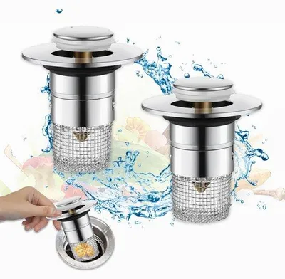 Obrázok produktu pre Nerezové sitko do sprchového odtoku, 2 v 1, odolné proti upchatiu, 34–40 mm