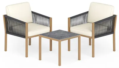 Immagine prodotto di Set da bistrot a 3 pezzi con cuscini, beige, per balcone e giardino