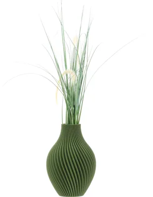 Image de Vase fleurs artificielles 3D vert haut 16 cm plastique décoratif
