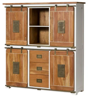 Produktbild von MASSIVMOEBEL24 Highboard Mango 150x45x160 weiß lackiert RAILWAY #525