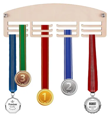Obrázek produktu pro TRANKIELO® - Dřevěný držák na medaile, 30 cm – Odolný stojan pro sportovní trofeje – Snadná instalace