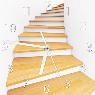 Produktbild von Wallario Design Wanduhr Wendeltreppe aus hellem Holz aus Echtglas, Größe 20 x 20 cm