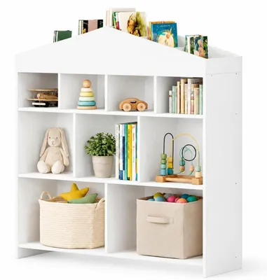 Produktbild von Kinderbücherregal Hausform mit 9 Fächern Weiß