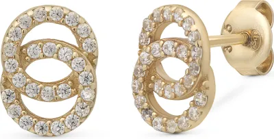 Produktbild von SuzanGold Infinity-Ohrringe Damen Echtgold Ohrstecker aus 375 Gelbgold