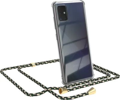 Produktbild von EAZY CASE Handykette kompatibel mit Samsung Galaxy A51, Handyhülle mit Umhängeband, Handykordel, Schutzhülle Clear, Band in Grün