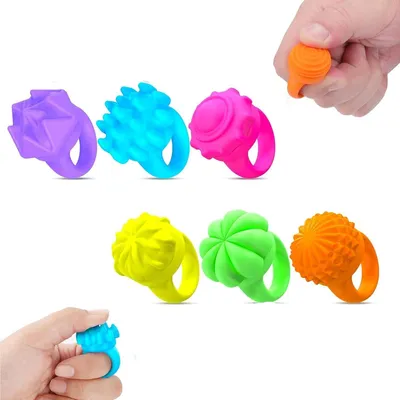 Produktbild von 6er Set Fidget Ring Toys, Anti - Stress Spinner Ring aus Silikon, Sensorik Spielzeug für Kinder & Erwachsene, Beruhigende Fidget Toys für ADHD